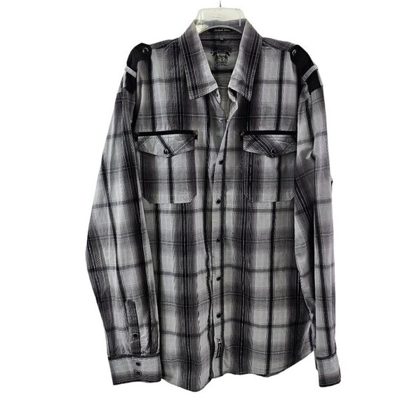Southpole Premium Western Wear Snap Buttons Long Sleeve Shirt w/ Pockets – 4XL - Picture 14 of 15